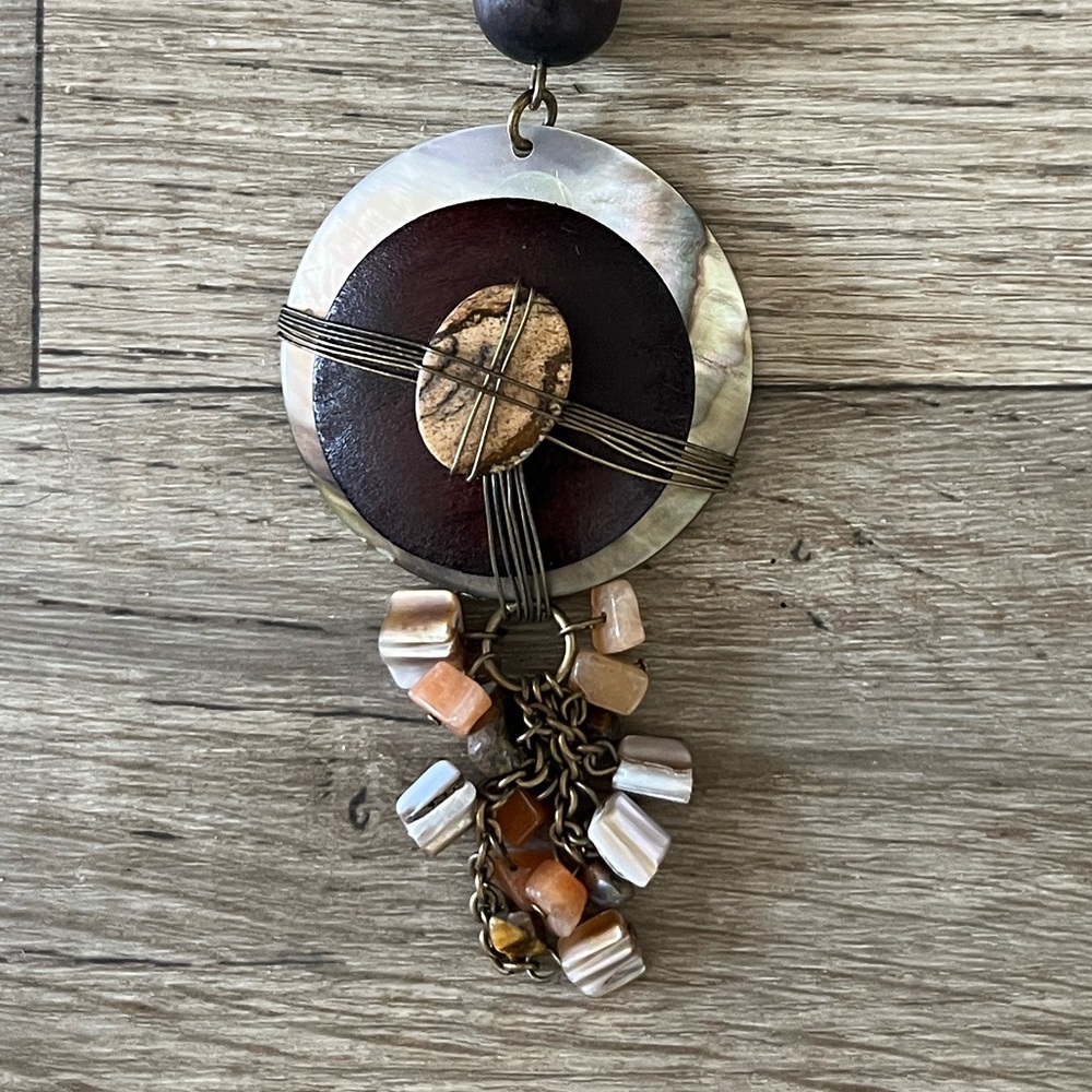 Coldwater Creek Earthy Tones Purse Charm Clip on Whimsical Genuine Stone